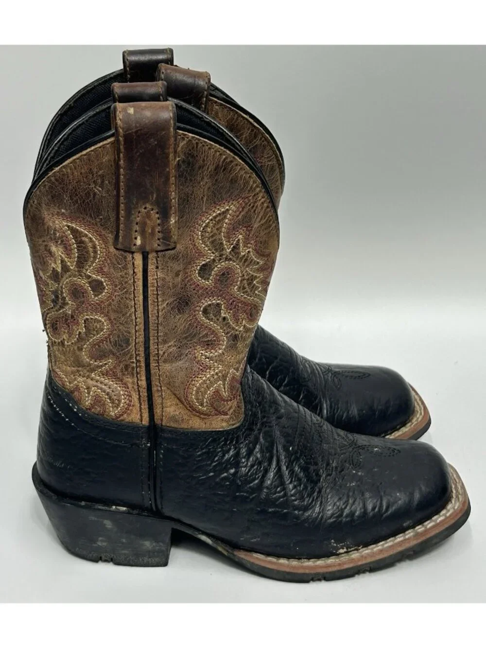 Dan Post Little River Leather Children’s Boots 11D Brown Black Western Cowboy